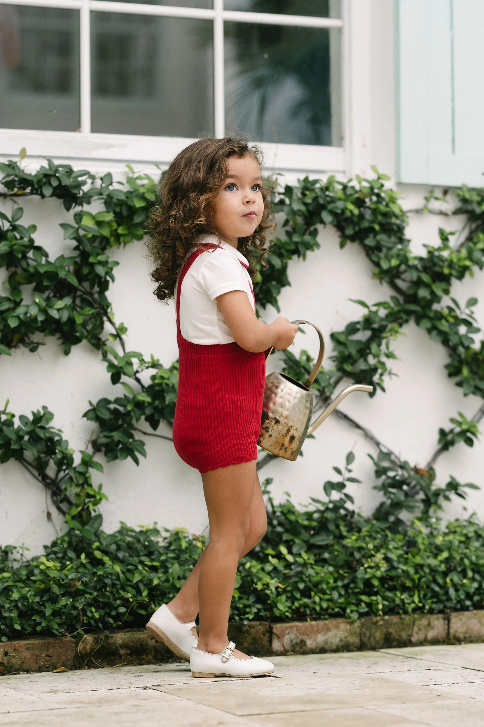 Peter Pan Onesie With Piping-White/Red - Image 3